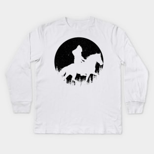 Bigfoot Riding A Horse Silhouette Kids Long Sleeve T-Shirt